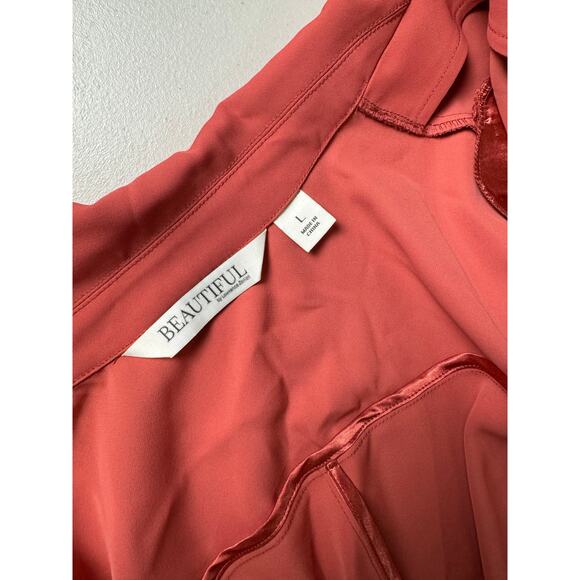 QVC BEAUTIFUL by Lawrence Zarian Belted Blazer CLAY NWOT SIZE L - Picture 7 of 9